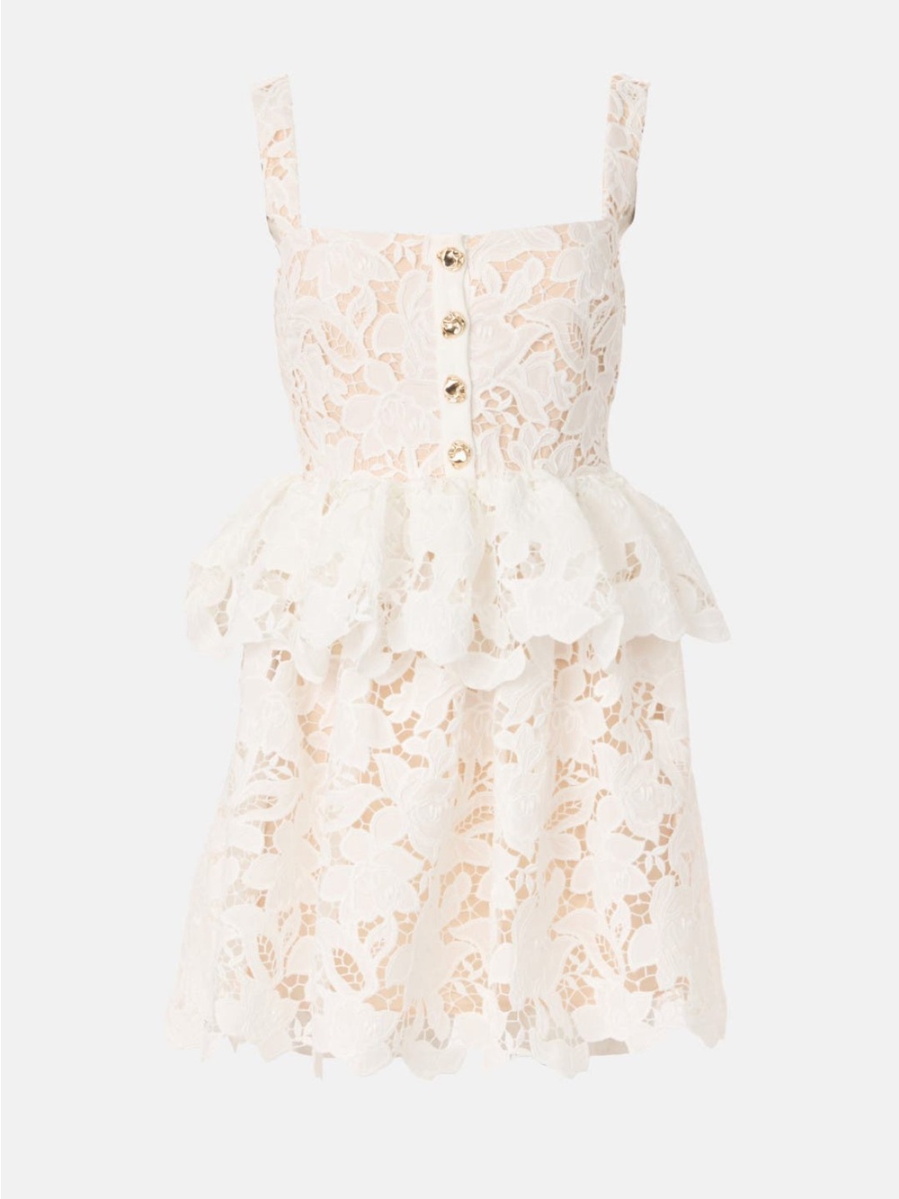 Self-Portrait Ivory white Lace Peplum Mini Dress